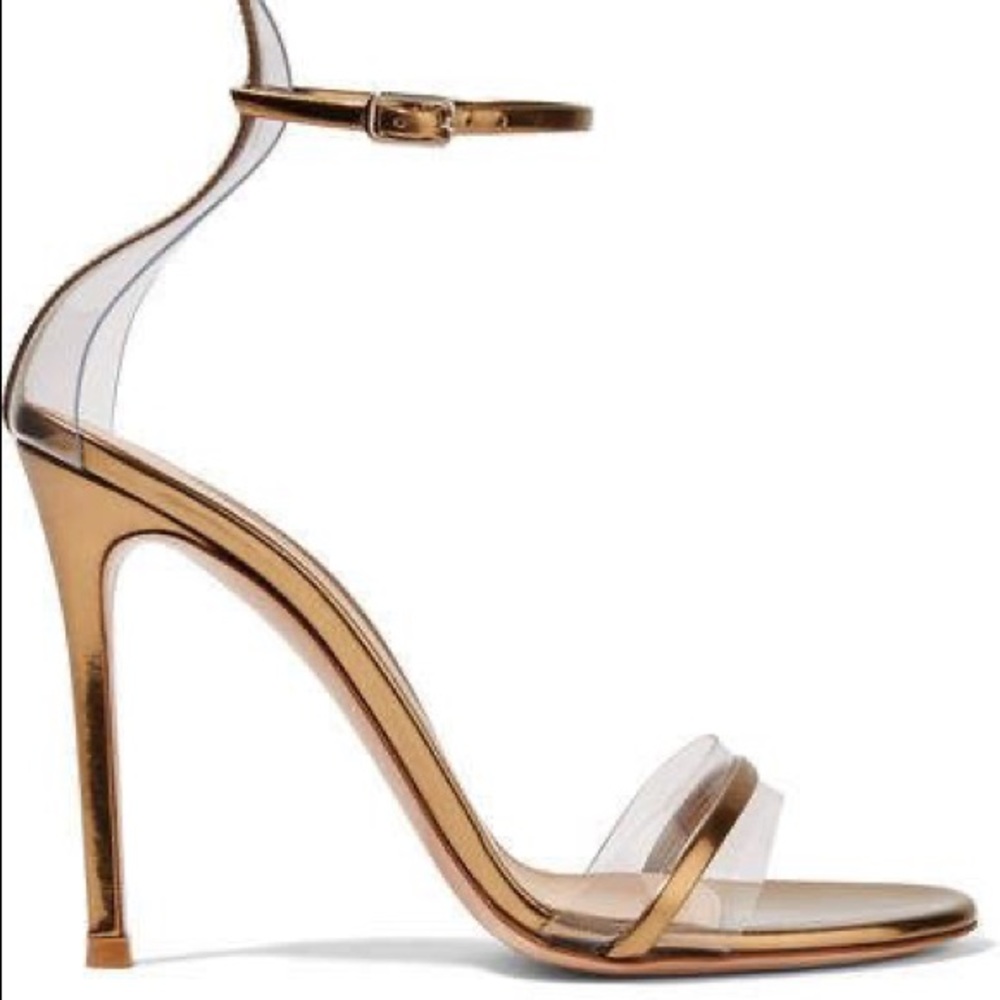 Gianvito Rossi - Portofino 100 Pvc-trimmed Metallic Leather Sandals - Gold